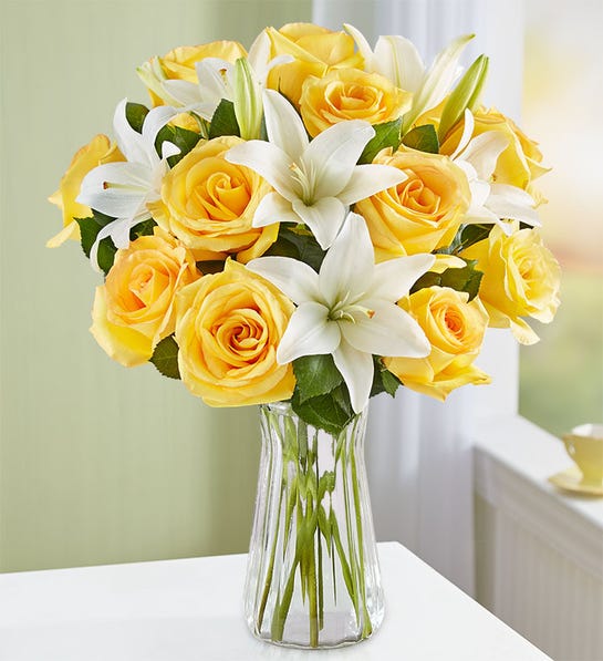 bouquet white lily flower Fair Trade Yellow Rose & White Lily Bouquet – Castro Valley Florist